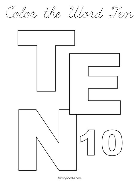 Color the Word Ten Coloring Page