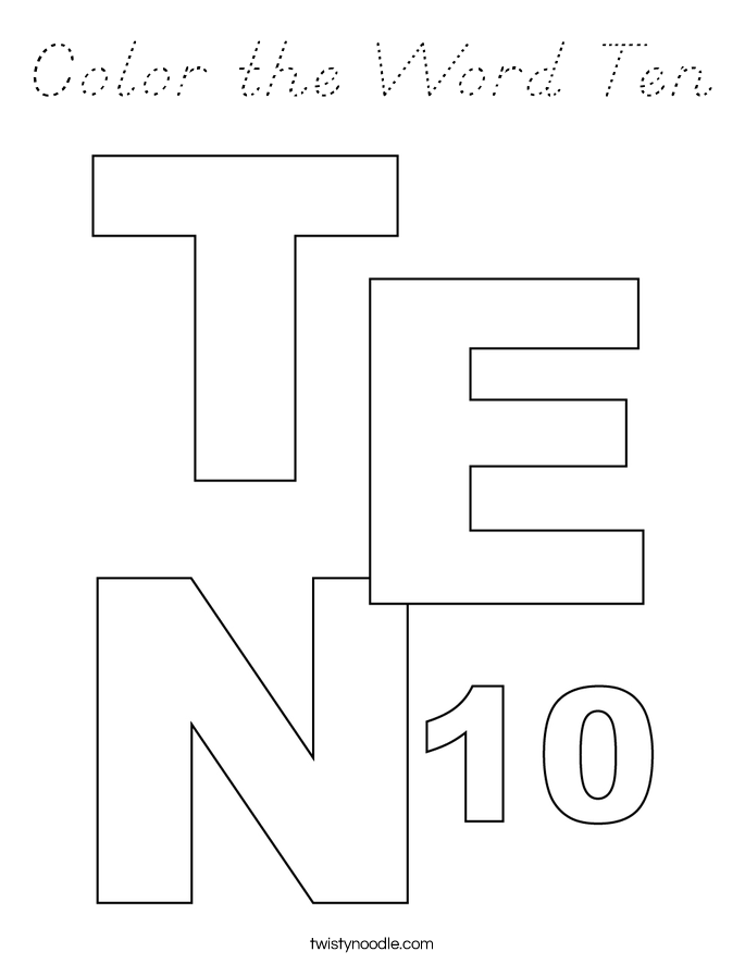 Color the Word Ten Coloring Page
