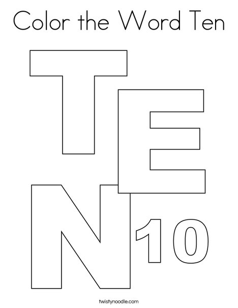 Color the Word Ten Coloring Page