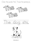 Color the words "the" Trace the sentence Coloring Page