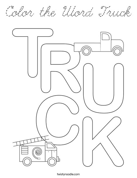 Color the Word Truck Coloring Page