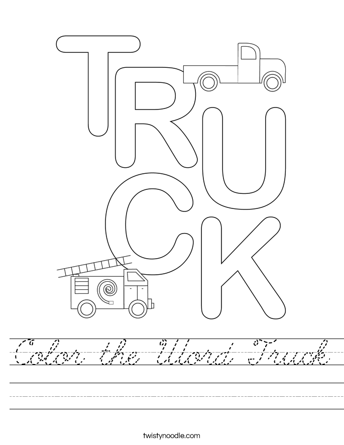 Color the Word Truck Worksheet