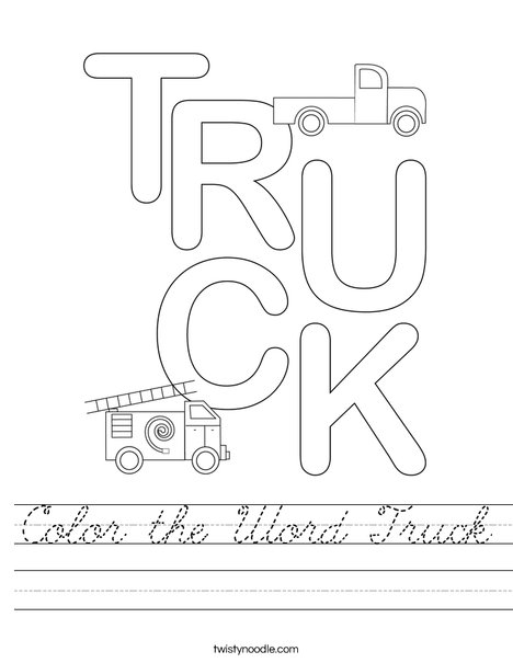 Color the Word Truck Worksheet