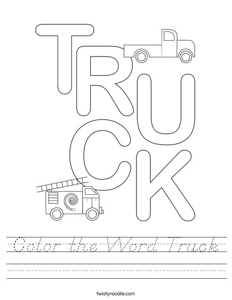 Color the Word Truck Worksheet