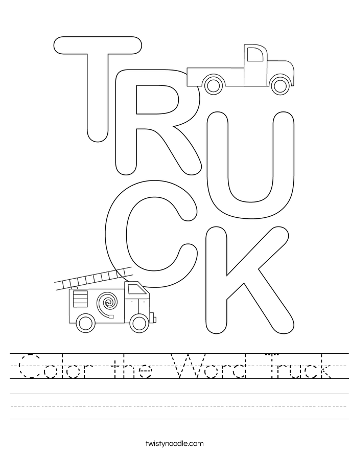 Color the Word Truck Worksheet