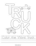 Color the Word Truck Handwriting Sheet