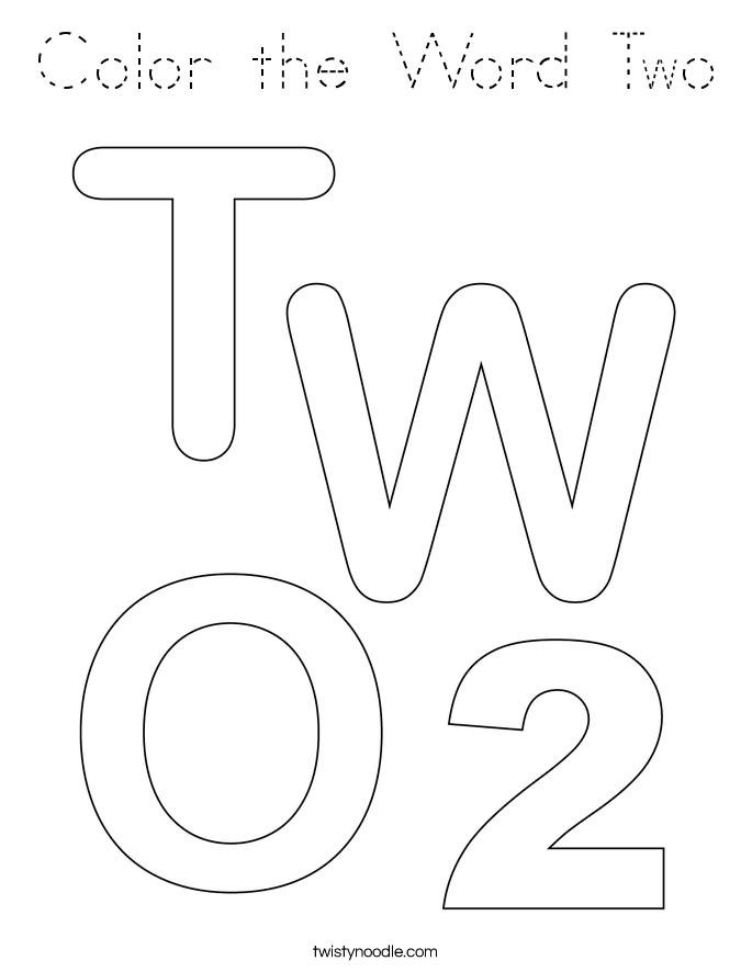 Color the Word Two Coloring Page
