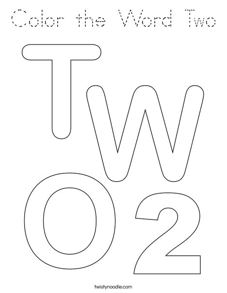 Color the Word Two Coloring Page