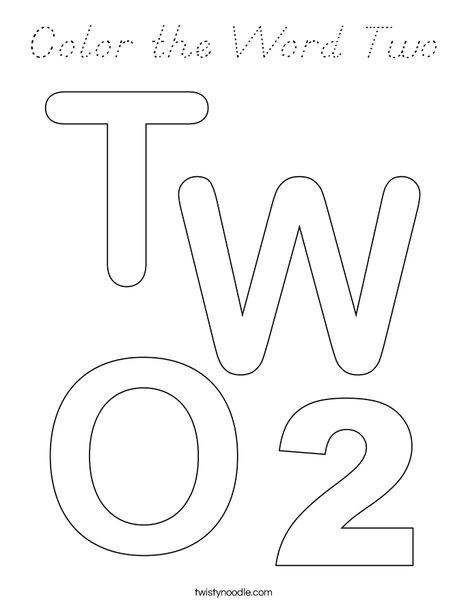 Color the Word Two Coloring Page