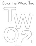 Color the Word Two Coloring Page