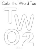 Color the Word Two Coloring Page