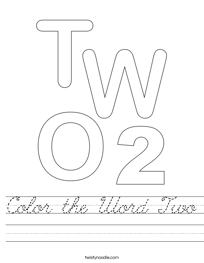 Color the Word Two Worksheet