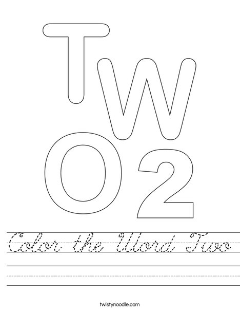Color the Word Two Worksheet