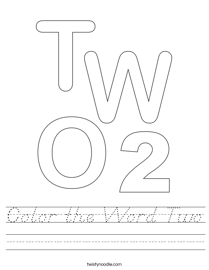 Color the Word Two Worksheet