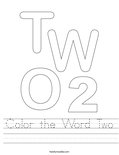 Color the Word Two Worksheet