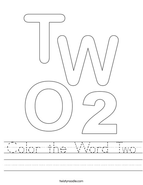 Color the Word Two Worksheet
