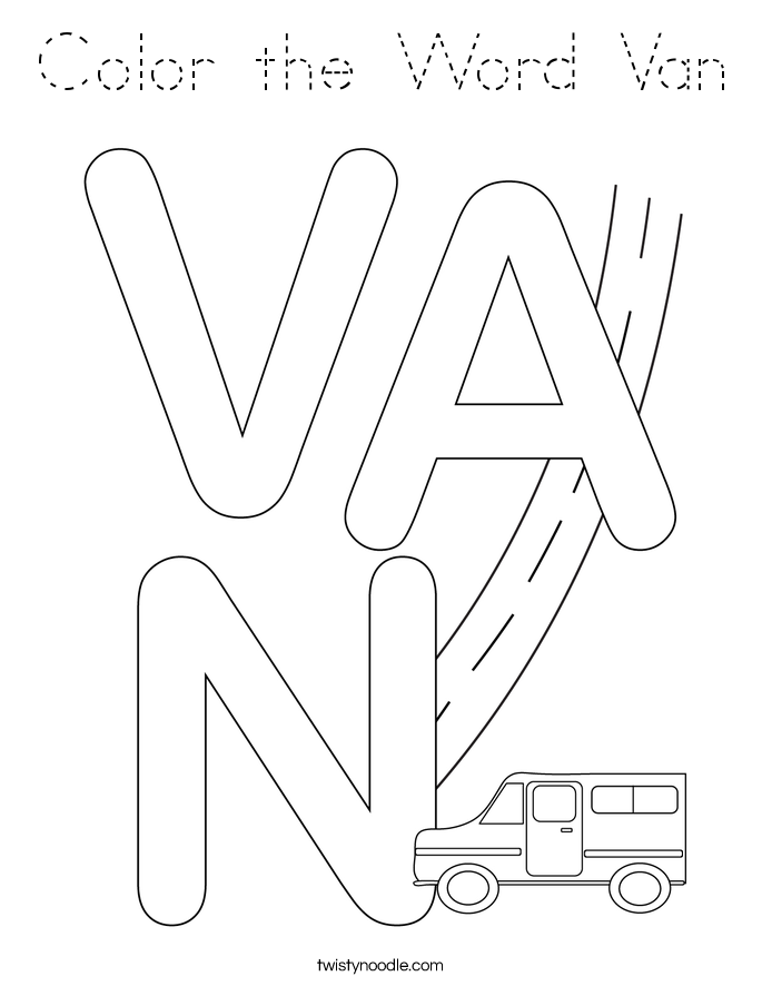 Color the Word Van Coloring Page