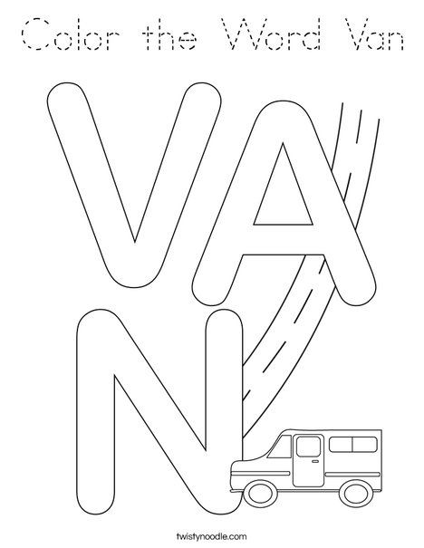 Color the Word Van Coloring Page
