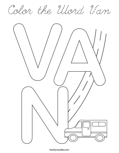 Color the Word Van Coloring Page