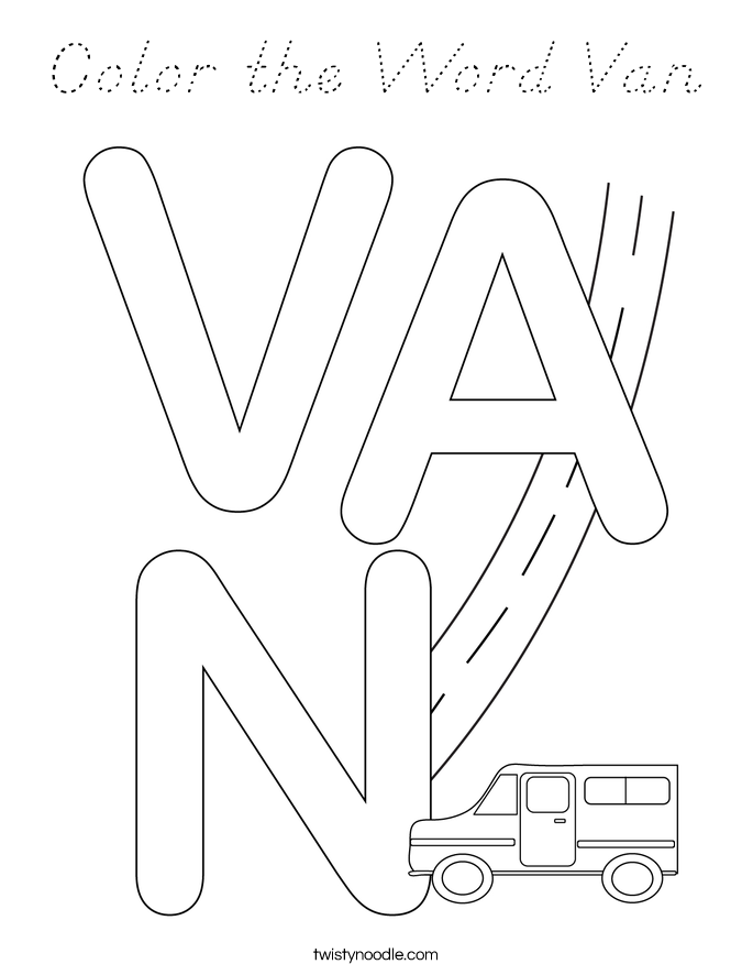 Color the Word Van Coloring Page