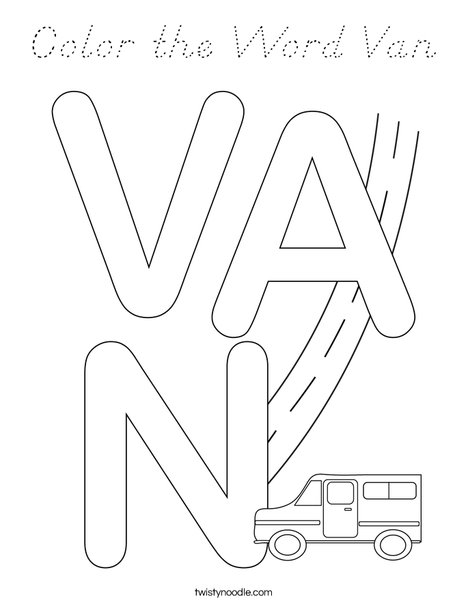 Color the Word Van Coloring Page