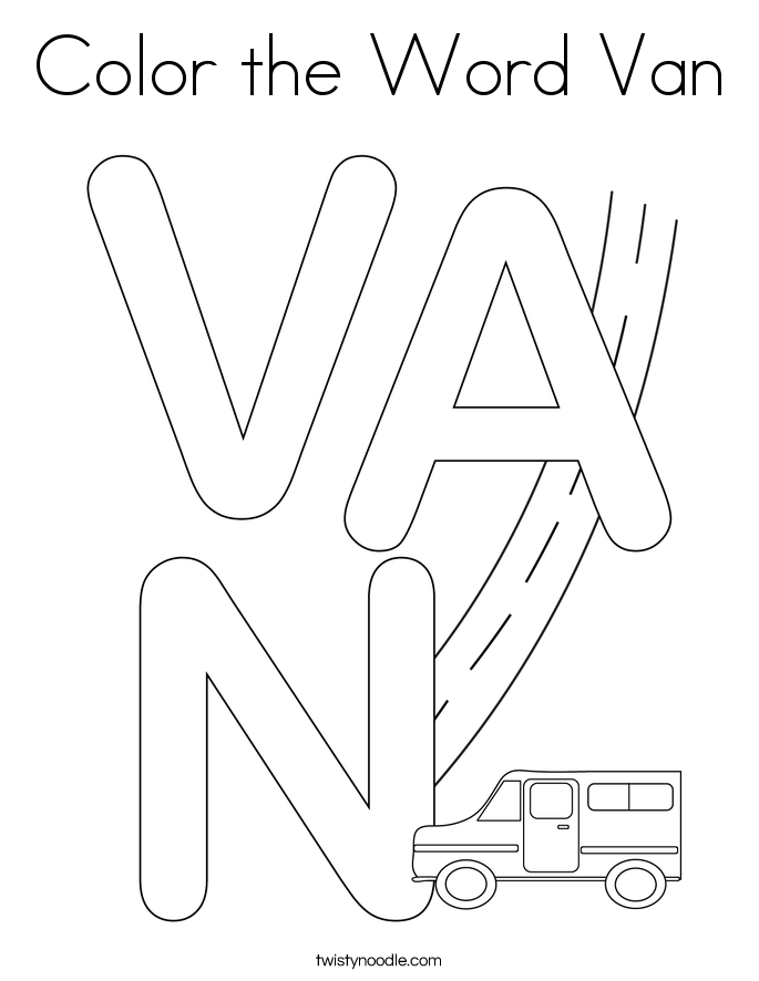 Color the Word Van Coloring Page