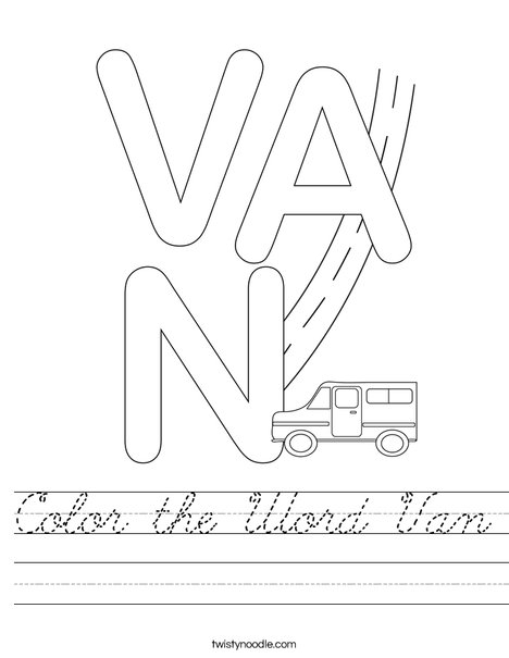 Color the Word Van Worksheet