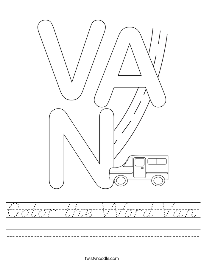 Color the Word Van Worksheet