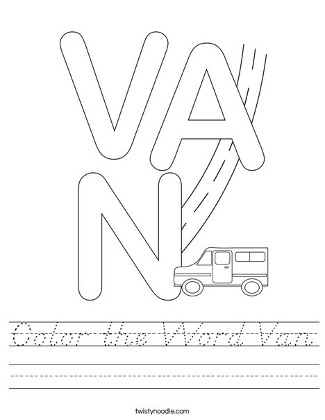 Color the Word Van Worksheet