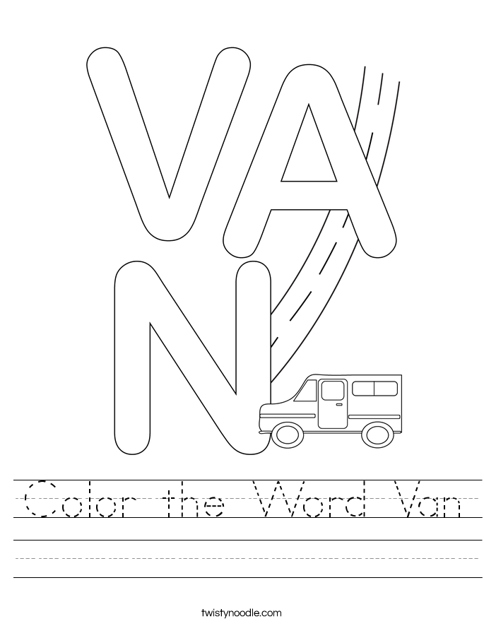 Color the Word Van Worksheet