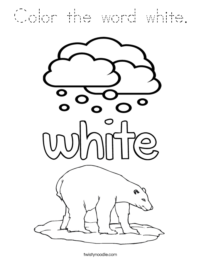 Color the word white. Coloring Page