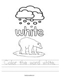 Color the word white. Worksheet