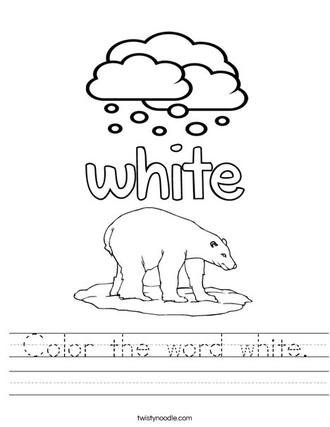 Color the word white. Worksheet