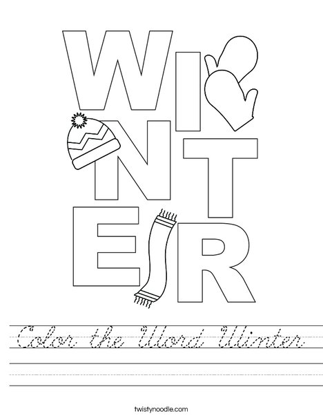 Color the Word Winter Worksheet