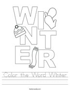 Color the Word Winter Handwriting Sheet