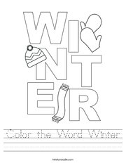 Color the Word Winter Handwriting Sheet
