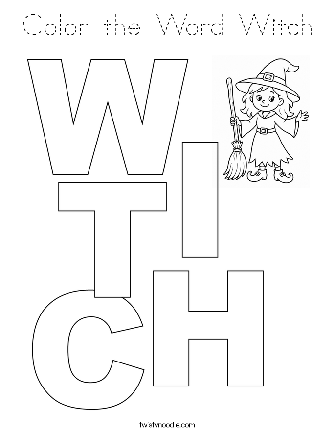 Color the Word Witch Coloring Page