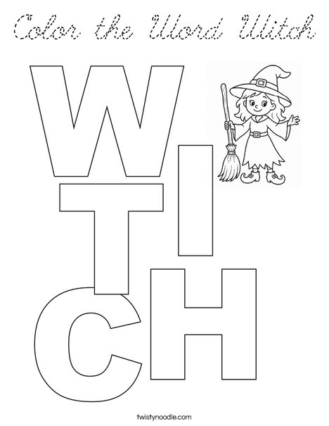 Color the Word Witch Coloring Page