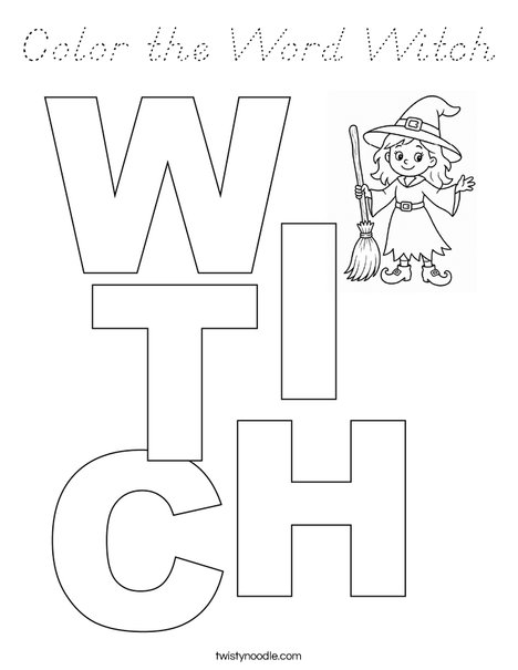 Color the Word Witch Coloring Page