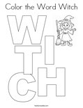 Color the Word Witch Coloring Page