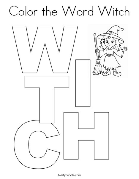 Color the Word Witch Coloring Page