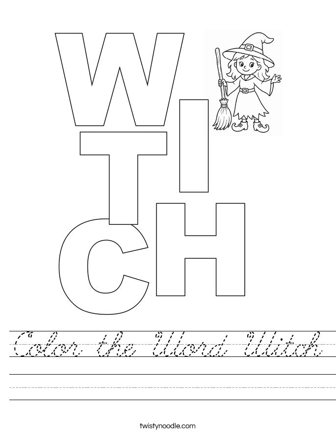 Color the Word Witch Worksheet
