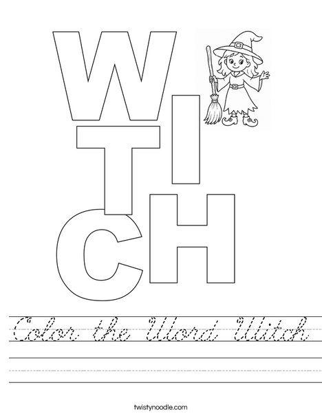 Color the Word Witch Worksheet