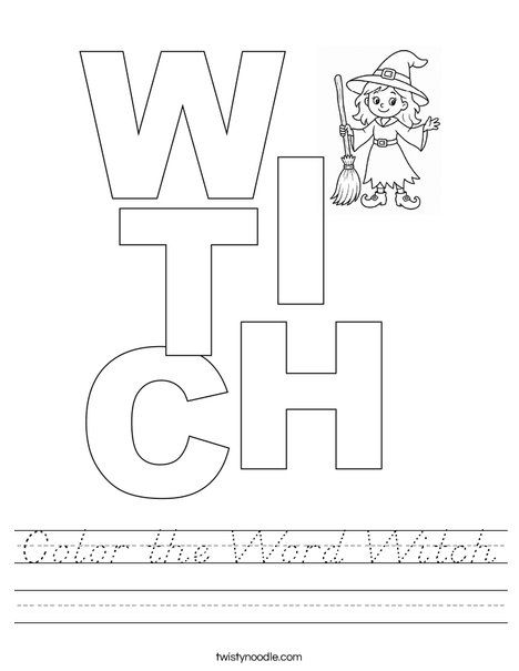Color the Word Witch Worksheet