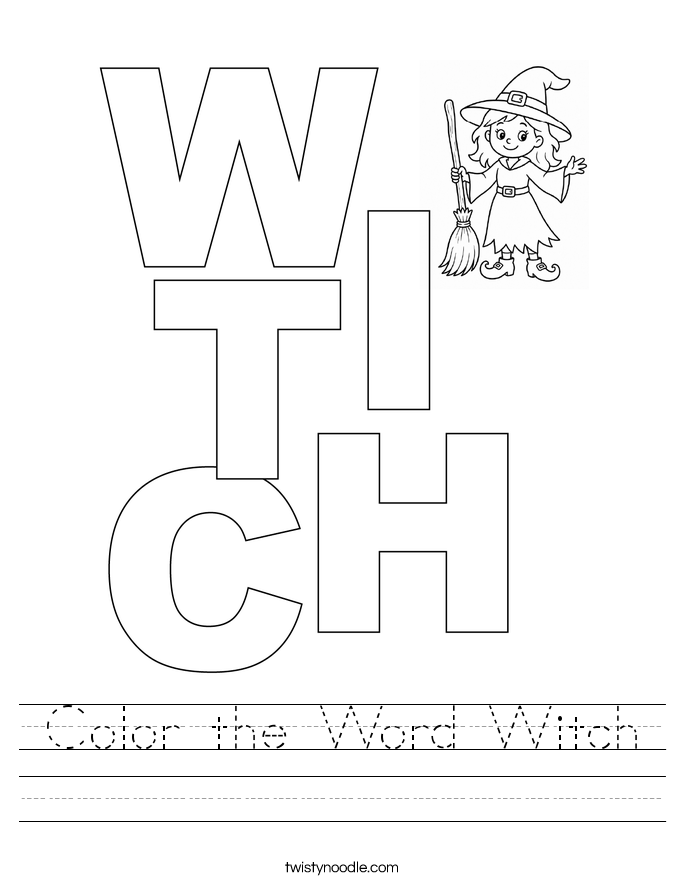Color the Word Witch Worksheet