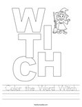 Color the Word Witch Worksheet