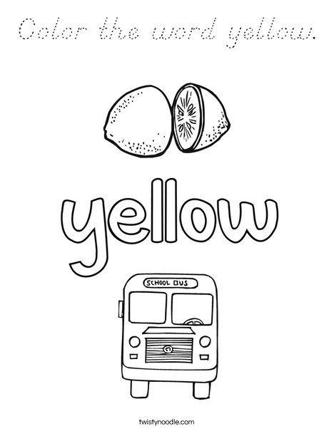 Color the word yellow. Coloring Page