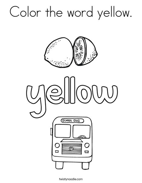 Color the word yellow Coloring Page - Twisty Noodle