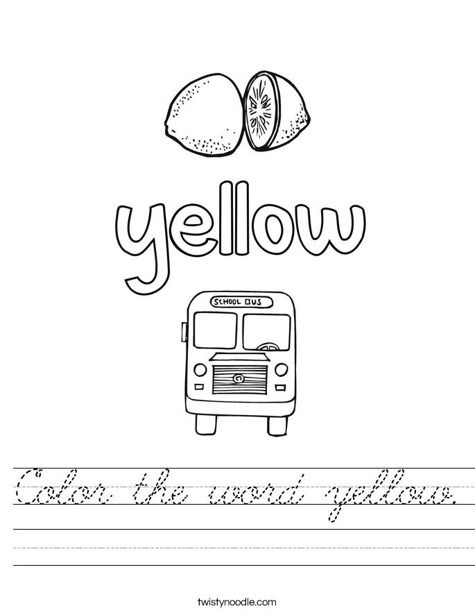 Color the word yellow. Worksheet