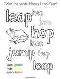 Color the words Happy Leap Year Coloring Page